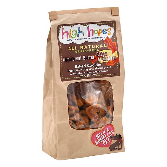 High Hopes Dog Treats Cookies Baked With Peanut Butter Bacon & Cheddar - 10 Oz
