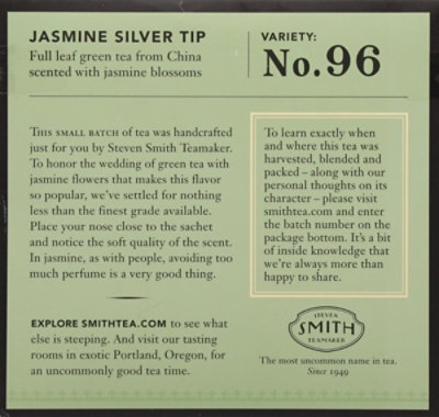 Steven Smith Teamaker Tea Jasmine Silver Tip No. 96 15 Count - 1.3 Oz - Image 4