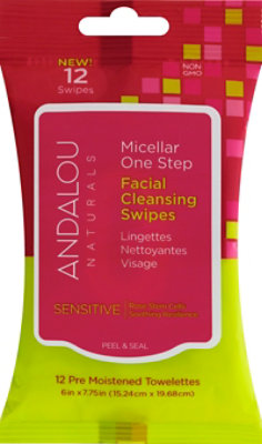 Andalou Naturals Swipes Fcl Micellar Snstv - 12 Piece - Image 2