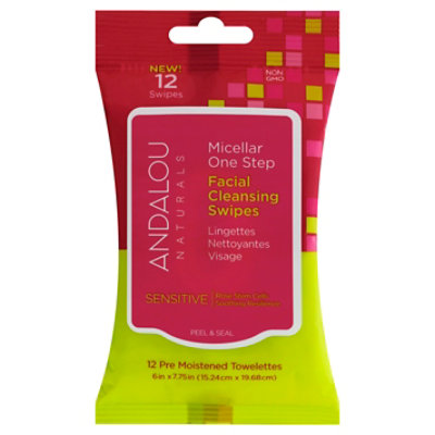 Andalou Naturals Swipes Fcl Micellar Snstv - 12 Piece