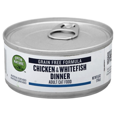 Open Nature Cat Food Adult Grain Free Chicken Whitefish Dinner Can 5.5 Oz safeway