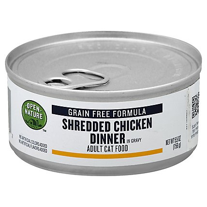 Open Nature Cat Food Adult Grain Free Shredded Chicken Dinner In Gravy Can - 5.5 Oz - Image 1