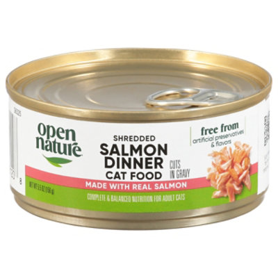 Open Nature Cat Food Adult Grain Free Shredded Salmon Dinner In Gravy Can - 5.5 Oz - Image 2