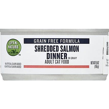 Open Nature Cat Food Adult Grain Free Shredded Salmon Dinner In Gravy Can - 5.5 Oz - Image 2