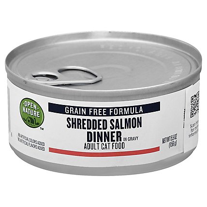 Open Nature Cat Food Adult Grain Free Shredded Salmon Dinner In Gravy Can - 5.5 Oz - Image 1