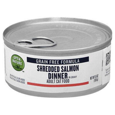 Open Nature Cat Food Adult Grain Free Shredded Salmon Dinner In Gravy Can - 5.5 Oz