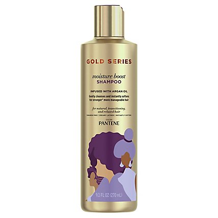 Pantene Gold Series Moisture Boost Shampoo with Argan Oil for Curly Coily Hair - 9.1 Fl. Oz. - Image 3