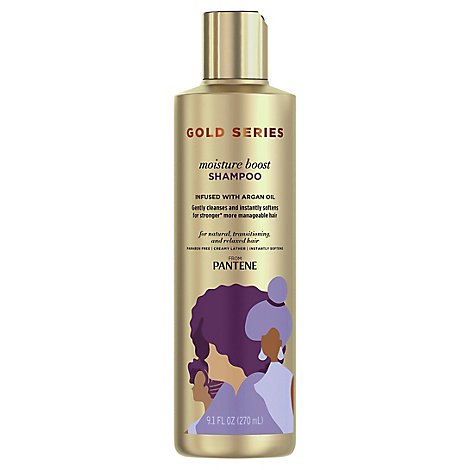 Pantene Gold Series Moisture Boost Shampoo with Argan Oil for Curly Coily Hair - 9.1 Fl. Oz.