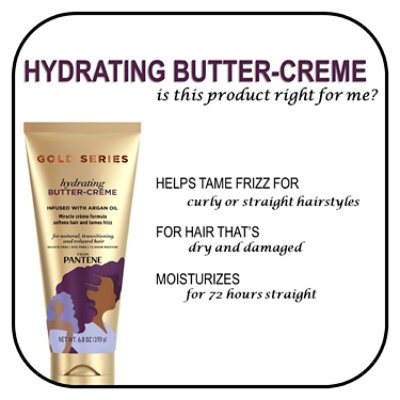 Pantene Gold Series Hydrating Butter Cream with Argan Oil for Curly Coily Hair - 6.8 Oz - Image 3