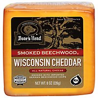 Boars Head Cheese Pre Cut Cheddar Smoked Beechwood Wisconsin - 8 Oz - Image 1