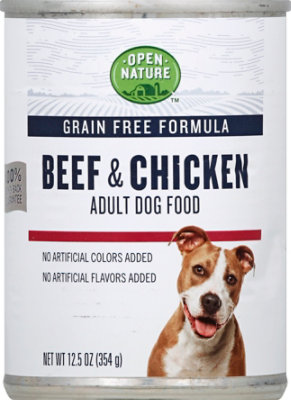 Open Nature Dog Food Adult Grain Free Beef Chicken Can 12.5 Oz shaws