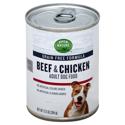 Open Nature Dog Food Adult Grain Free Beef Chicken Can 12.5 Oz