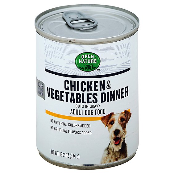 Open Nature Dog Food Adult Chicken & Vegetables Dinner Cuts In Gravy Can - 13.2 Oz