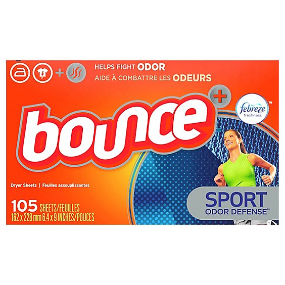 Bounce Plus Febreze Fabric Softener Dryer Sheets Sport Odor Defense - 105 Count