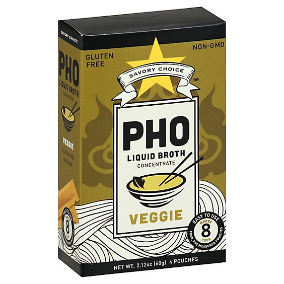 Savory Choice Broth Liquid Concentrate Authentic Pho Veggie Flavor Pouches - 2.12 Oz