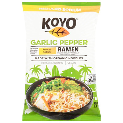 Koyo Ramen Garlic Pepper Reduced Sodium Made With Organic Noodles - 2.1 Oz - Image 2