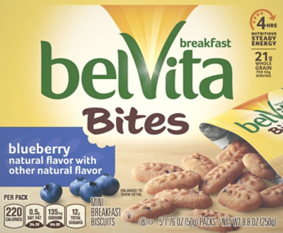 belVita Breakfast Biscuits Bites Blueberry 5 Count - 8.80 Oz