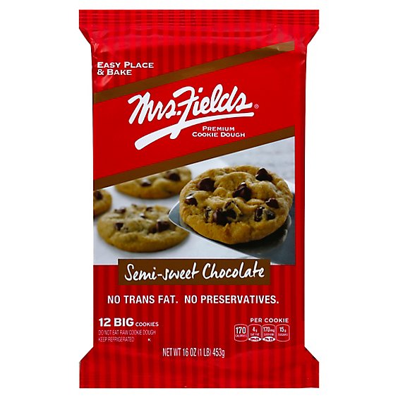 Mrs Fields Cookie Dough Premium Semi-Sweet Chocolate 24 Count - 16 Oz