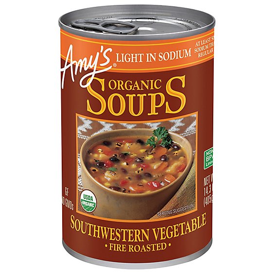 Amy's Light in Sodium Fire Roasted Southwestern Vegetable Soup - 14.3 Oz
