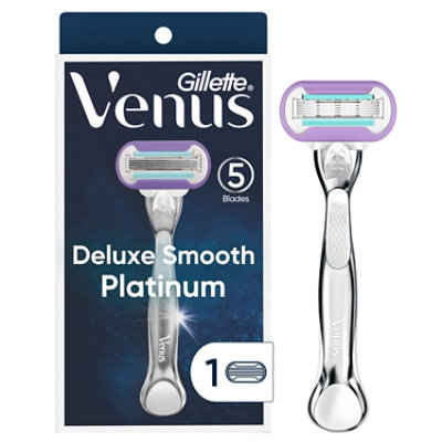 Gillette Venus Deluxe Smooth Platinum Womens Razor Handle + 1 Blade Refill - Each - Image 1