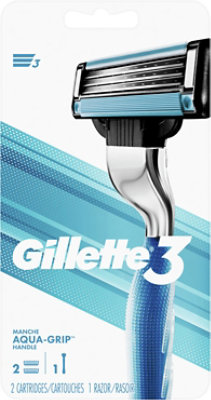 Gillette3 Mens Razor Handle + 2 Cartridges - Each - Image 2