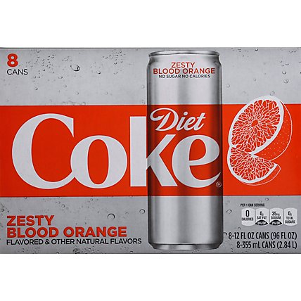 Diet Coke Soda Pop Zesty Blood Orange Flavored 8 Count - 12 Fl. Oz. - Image 3