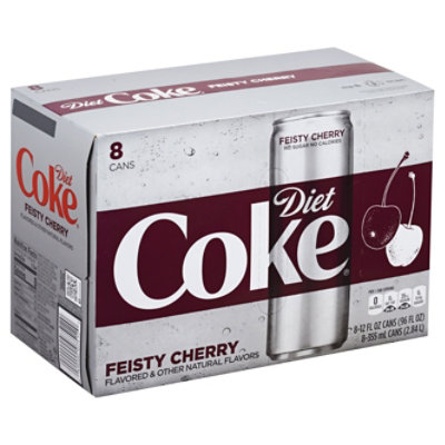 Diet Coke Soda Pop Feisty Cherry Flavored 8 Count - 12 Fl. Oz.