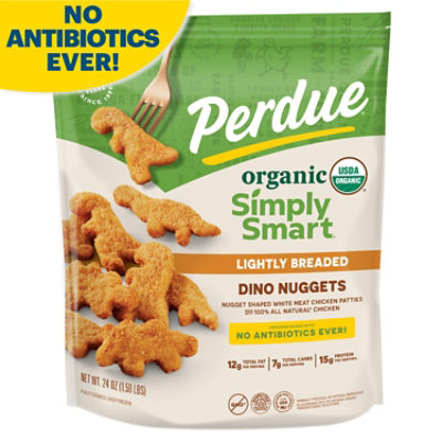 PERDUE Simply Smart Organics Lightly Breaded Chicken Breast Dino Nuggets Fully Cooked - 24 Oz - Image 1