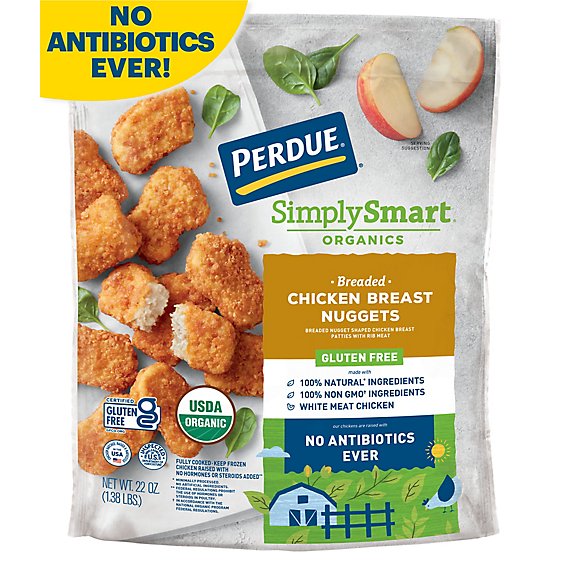 PERDUE SIMPLY SMART Organics Fully Cooked Gluten Free Breaded Chicken Breast Nuggets - 22 Oz