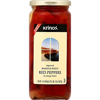 Krinos Red Peppers Roasted Sweet In Vinegar Brine - 1 Lb - Image 2