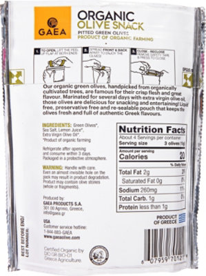 Gaea Pitted Green Olives Snack Org - 2.3 Oz - Image 6
