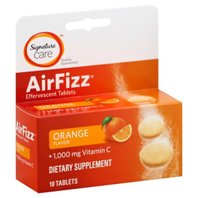 Signature Care Air Fizz Dietary Supplement VitC 1000mg Effervescent Tblt Orng - 10 Count