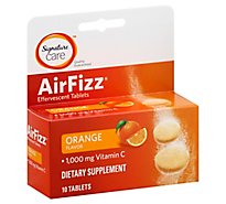 Signature Care Air Fizz Dietary Supplement VitC 1000mg Effervescent Tblt Orng - 10 Count