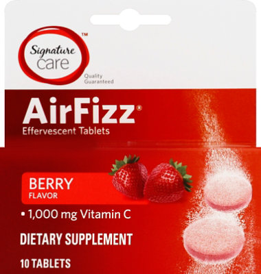 Signature Care Air Fizz Dietary Supplement VitC 1000mg Effervescent Tblt Brry - 10 Count - Image 2