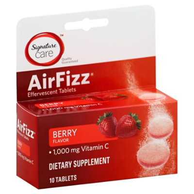 Signature Care Air Fizz Dietary Supplement VitC 1000mg Effervescent Tblt Brry - 10 Count
