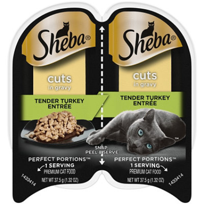 Sheba Perfect Portions Cuts In Gravy Tender Turkey Entree Wet Cat Food In Twin Pack Tray - 2.6 Oz - Image 1