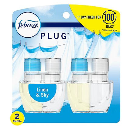 Febreze PLUG Fade Defy Linen & Sky Odor-Eliminating Air Freshener Oil Refill - 2 Count - Image 2