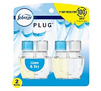 Febreze PLUG Air Freshener Refill Odor Eliminating Fade Defy Linen & Sky - 2 Count