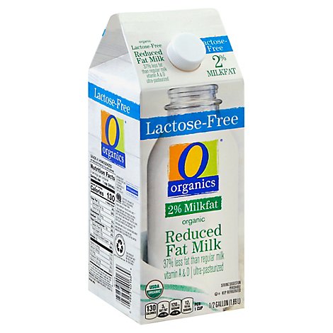 O Organics Organic Milk Reduced Fat 2% Milkfat Lactose Free Half Gallon - 1.89 Liter