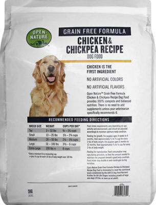 Open Nature Dog Food Grain Free Chicken Chickpea Recipe Bag 11 Lb albertsons