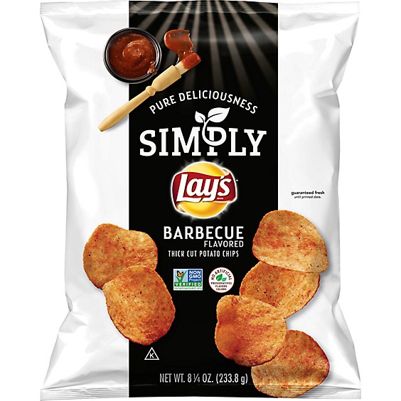 Lays Simply Bar-B-Que Potato Chips Plastic Bag - 8.25 Oz