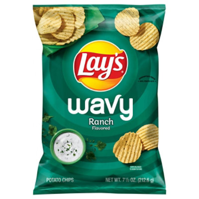 Lay's Lay's Wavy Potato Chips Original 7.75 Ounce Plastic Bag 7.75 Oz, Chips, Crisps, Pretzels