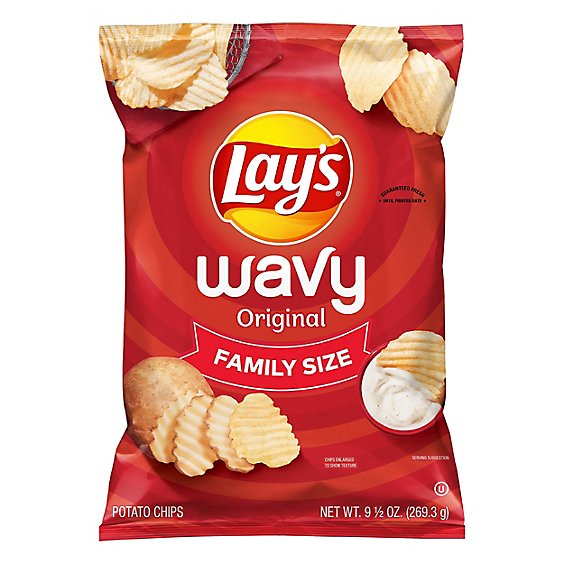 Lays Potato Chips Wavy Original - 9.5 Oz