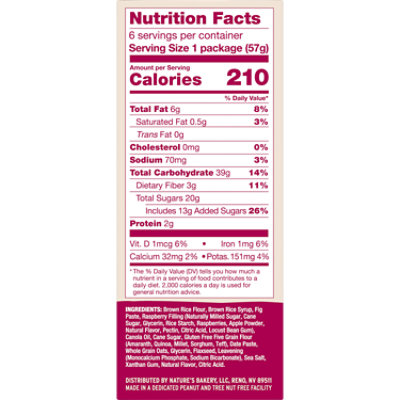 Natures Bakery Bar Fig Gf Raspberry 6ct - 12 Oz - Image 4