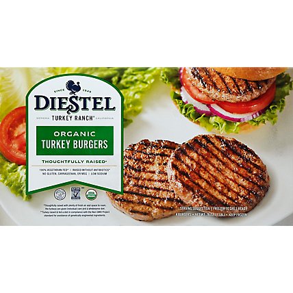 Diestel Family Ranch Organic Turkey Burgers 4 Count Frozen - 16 Oz - Image 2