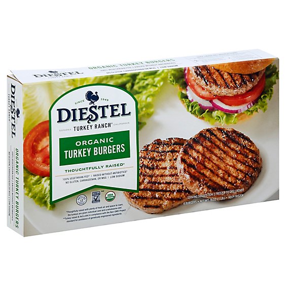 Diestel Family Ranch Organic Turkey Burgers 4 Count Frozen - 16 Oz