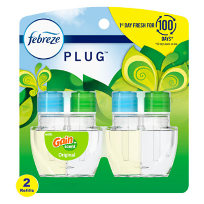 Febreze PLUG Odor Eliminating Gain Original Scent Air Freshener Refill ...