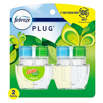 Febreze PLUG Odor Eliminating Gain Original Scent Air Freshener Refill - 2-0.87 Fl. Oz. - Image 2