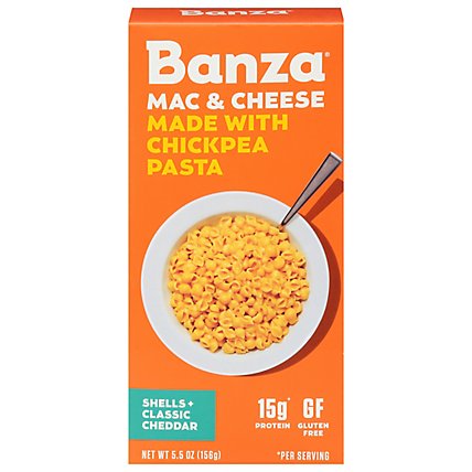 Banza Chickpea Pasta Shells & Cheese Classic Cheddar - 5.5 Oz - Image 2