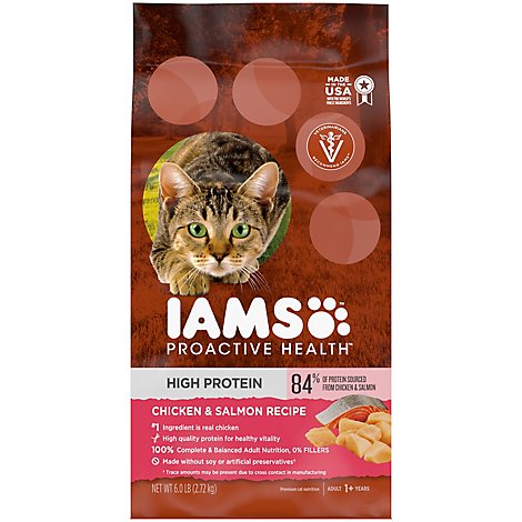 IAMS Proactive Adult Health Chicken & Salmon High Protein Dry Cat Food - 6 Lb